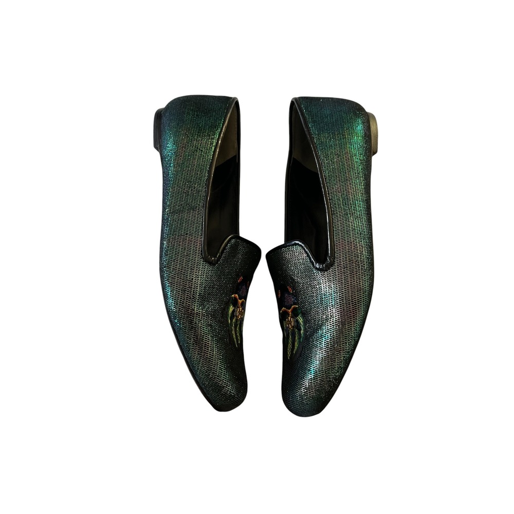 TORY BURCH Cailyn Holographic Scarab Beetle Iridescent Embroidered Loafer Flats - Picture 7 of 12